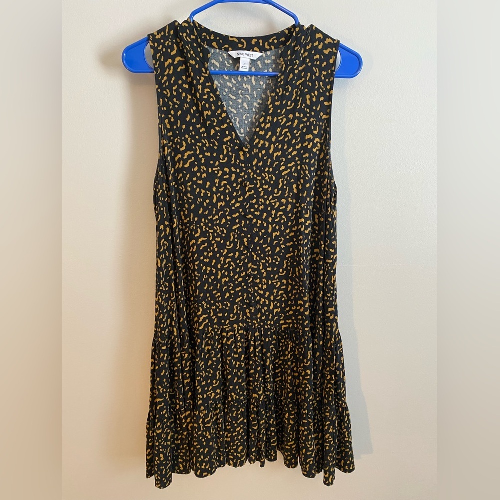 Nine West Black and Gold Cheetah Print Patterned Dress Medium - Picture 2 of 5